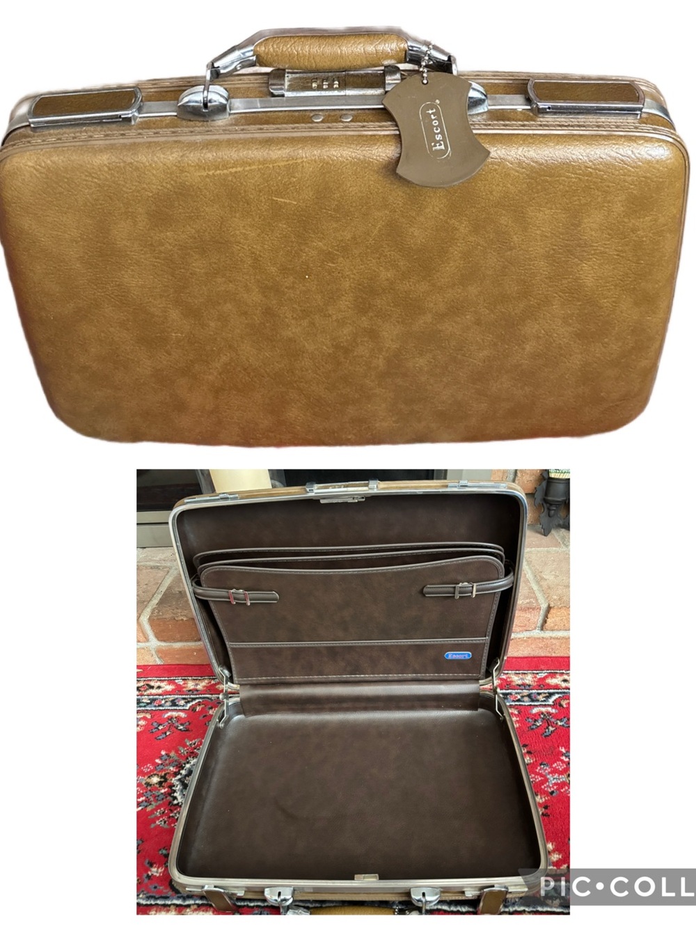 Vintage Escort American Tourister Briefcase Hard Shell Brown Luggage 18”x12.5”x3